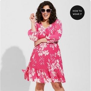 Torrid Mini Clip Dot Voluminous Babydoll Dress